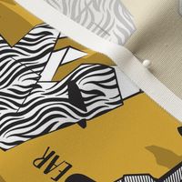 Origami ABC tea towel // goldenrod yellow background black and white paper geometric animals