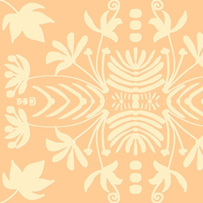 PALE PEACH AND OFF WHITE DAMASK 