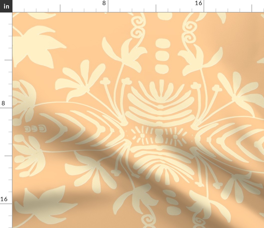 PALE PEACH AND OFF WHITE DAMASK 