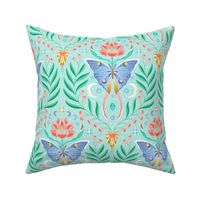 Moonlit Moth Damask - Mint