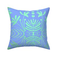 C--PERIWINKLE BLUE AND GREEN  DAMASK 