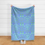 C--PERIWINKLE BLUE AND GREEN  DAMASK 