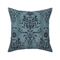 Floral Damask 2 - Blue - Garden Quail Collection