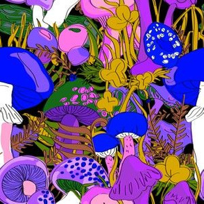 Forest Fungi in Psychedelic Violet + Black