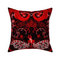 Red Dragon Damask -- Gothic Red Dragon Damisk -- Intricate Dragon Damask in Red and Black -- 43.35in x 36.06in repeat - 235dpi (67% of Full Scale)