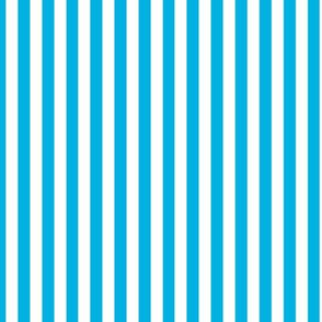 Cerulean Bengal Stripe Pattern Vertical in White
