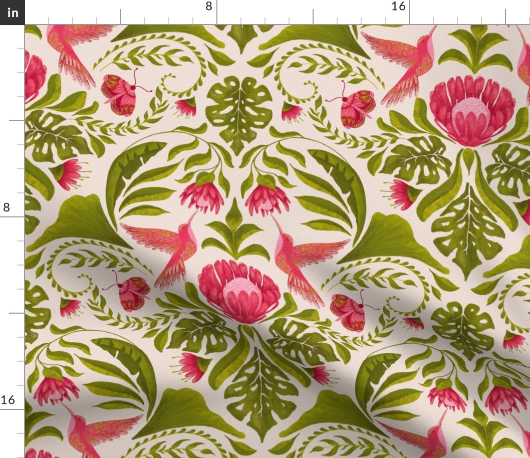 Medium - Hummingbird Damask 