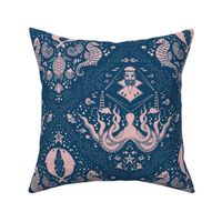 Coastal Hand-drawn Sea Life with Sailor Damask Large scale