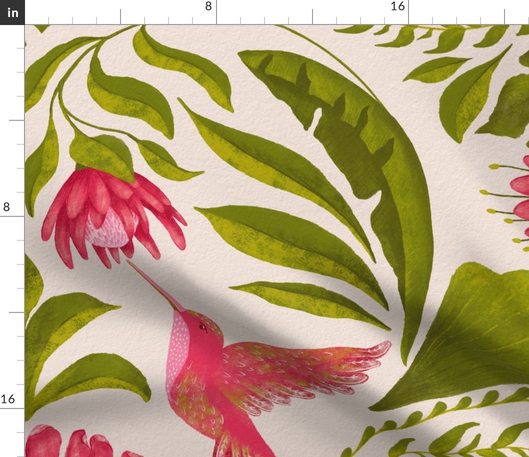 Large - Hummingbird Damask 