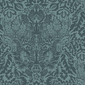 chess damask (in Agean Teal and Amazon Green)