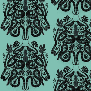 Snakes and skulls damask