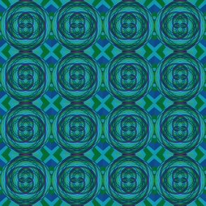 Celtic Knot Polka Dots on Geometric Playground in in Blue and Green