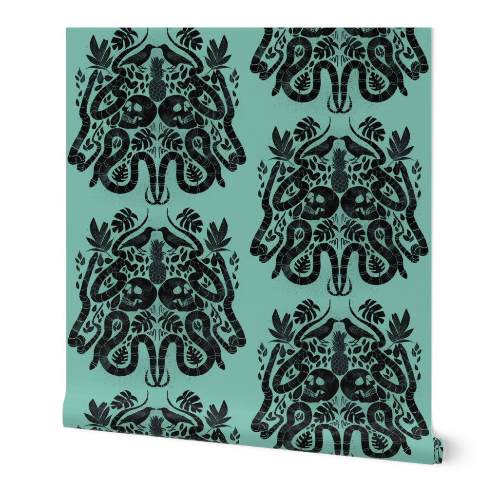 Snakes and skulls damask large