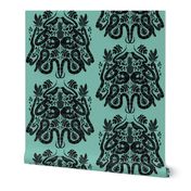 Snakes and skulls damask large