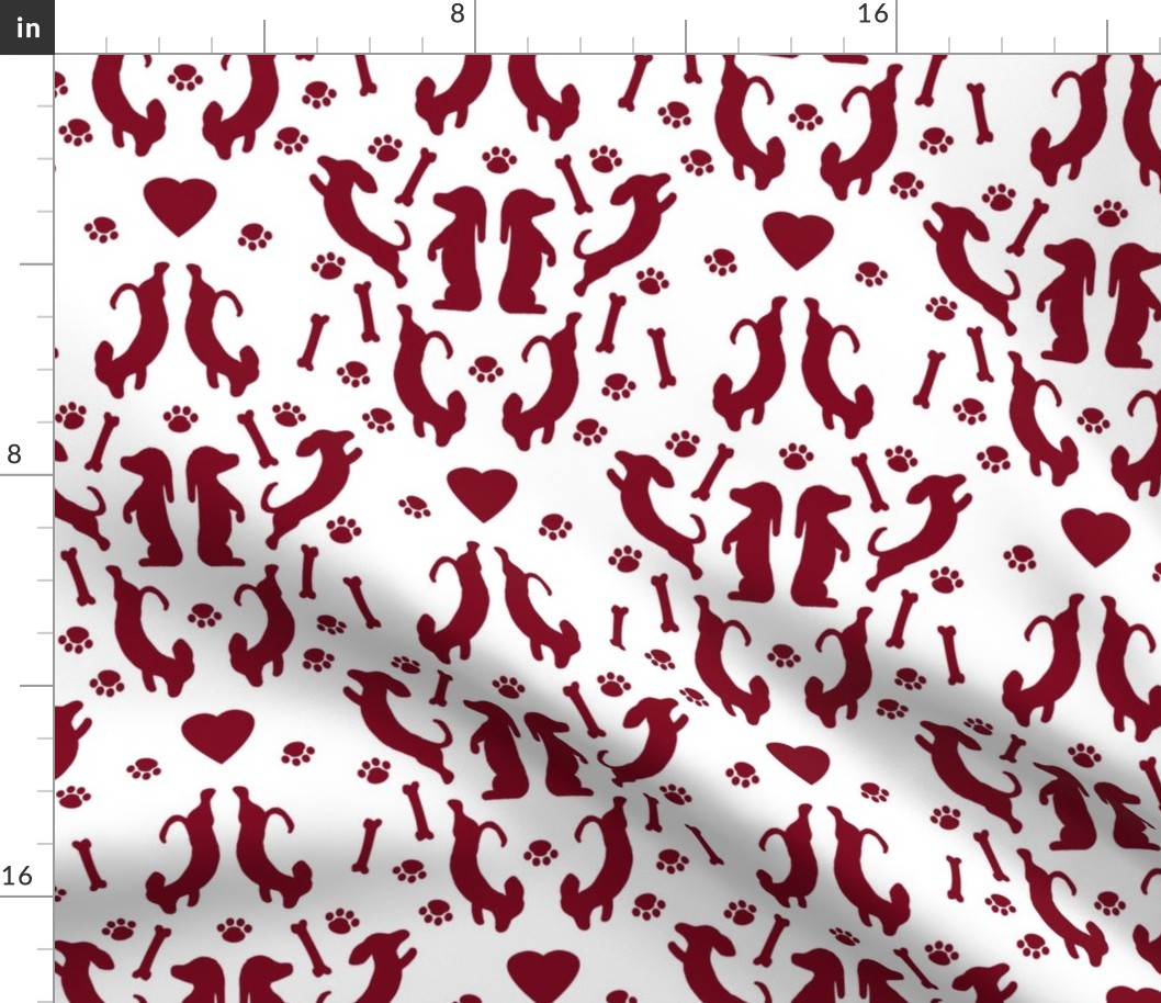 Dachshund Damask Burgundy