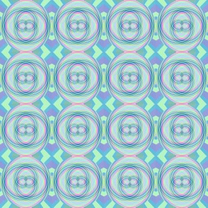 Celtic Knot Polka Dots on a Geometric Playground  in Lavender and Green with Pink Accents