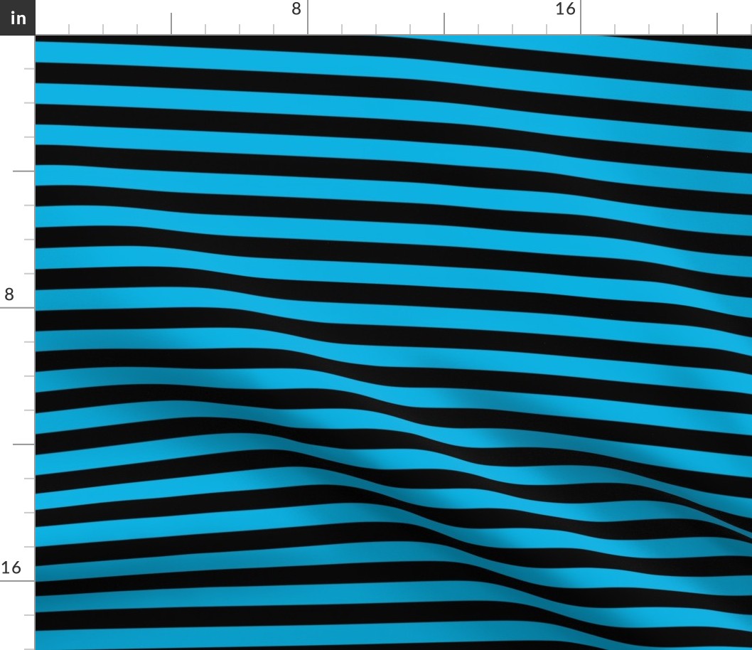 Cerulean Awning Stripe Pattern Horizontal in Black