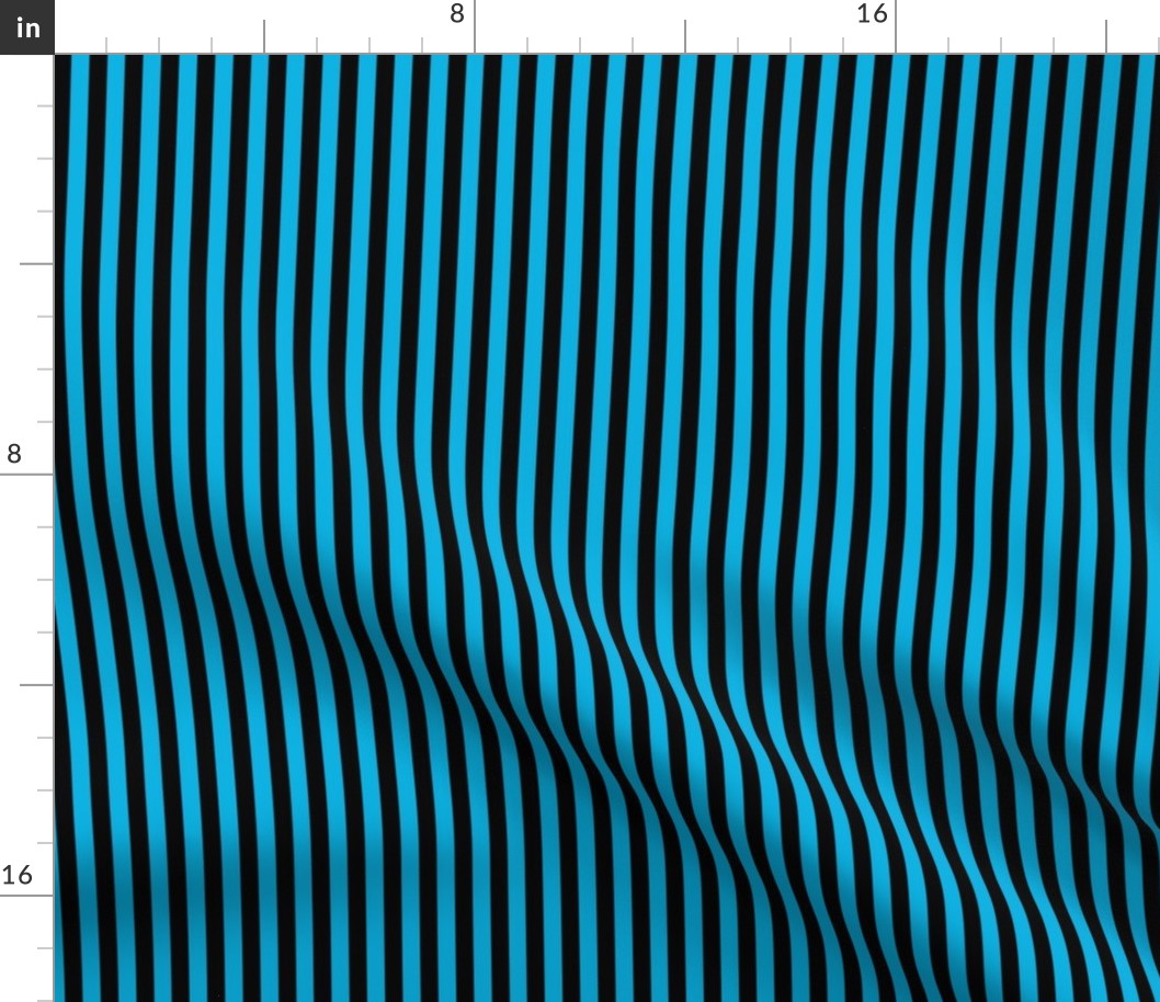 Cerulean Bengal Stripe Pattern Vertical in Black