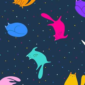 Colourful cats and dots