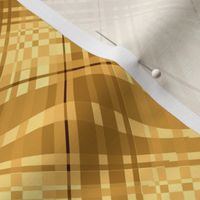 Large - Wavy Diagonal Plaid in Yellow and Gold