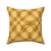 Large - Wavy Diagonal Plaid in Yellow and Gold