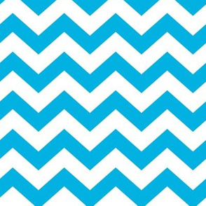 Chevron Pattern - Cerulean and White