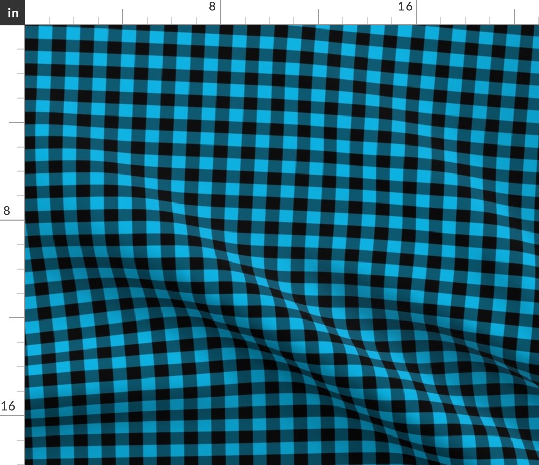 Gingham Pattern - Cerulean and Black