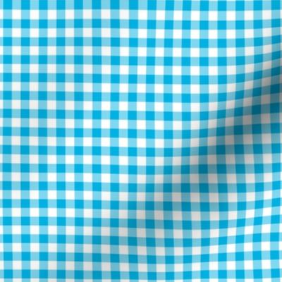 Small Gingham Pattern - Cerulean and White