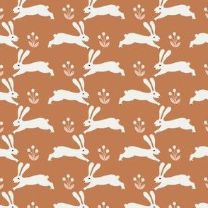 SMALL easter rabbit fabric - easter fabric, rabbit fabric, nursery fabric, baby fabric - rust