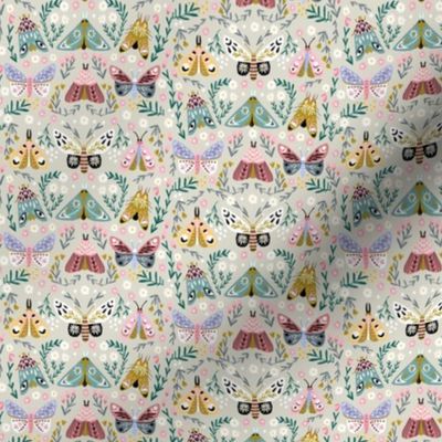 SMALL butterflies fabric - spring floral, spring butterflies, easter, baby girl, baby, feminine floral - khaki