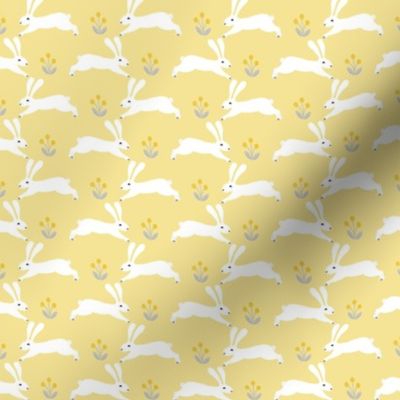 SMALL rabbit // spring yellow pastel spring nursery fabric easter rabbit easter spring fabrics