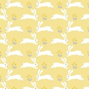 SMALL rabbit // spring yellow pastel spring nursery fabric easter rabbit easter spring fabrics