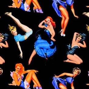 Pinup Girls in Blue Velvet + Black