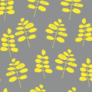 Yellow Stems on Grey Background Pantone 2021 Colors of the Year