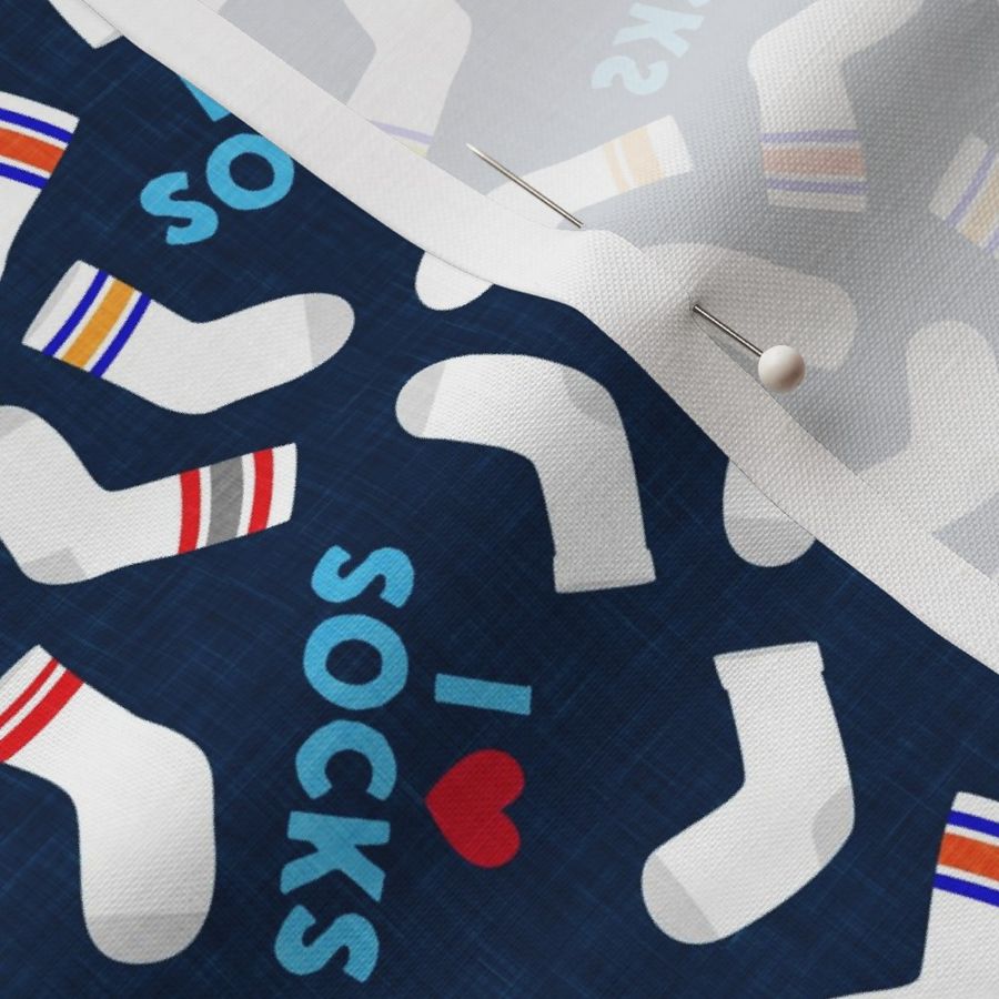 I love socks - sock on navy - LAD21