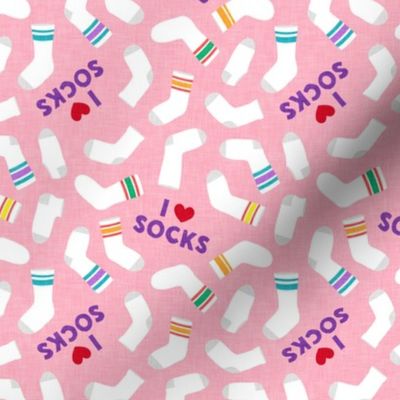 I love socks - sock on pink - LAD21