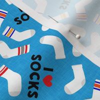 I love socks - sock on blue - LAD21