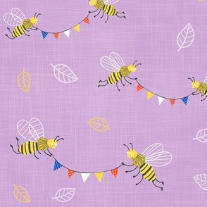 bees with colorful bunting lilac