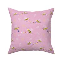 bees with colorful bunting pink