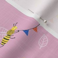 bees with colorful bunting pink