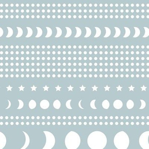 Trust the universe moon phase mudcloth stars and abstract dots nursery moody light blue LARGE