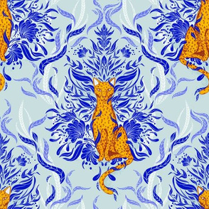 Damask Cheetah blue