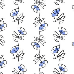 Linear,  Floral,  (blue ) - Luna Collection, 