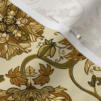 Chintz Flowers and Birds golden brown