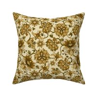 Chintz Flowers and Birds golden brown