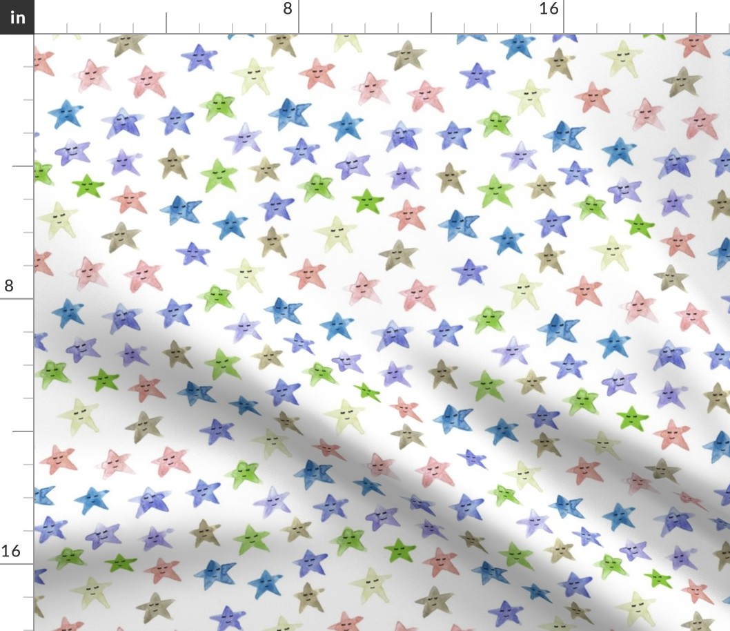 sleeping smiling stars - watercolor starry dreamy pattern for modern sweet nursery kids baby - sute night sky a060