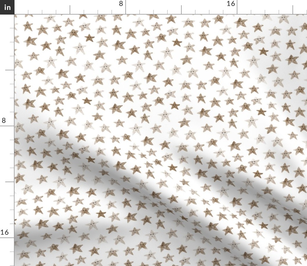 Earthy boho neutral sleeping smiling stars - watercolor starry dreamy pattern for modern sweet nursery kids baby - sute night sky a060