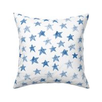 Blue sleeping smiling stars - watercolor starry dreamy pattern for modern sweet nursery kids baby - cute night sky - a060