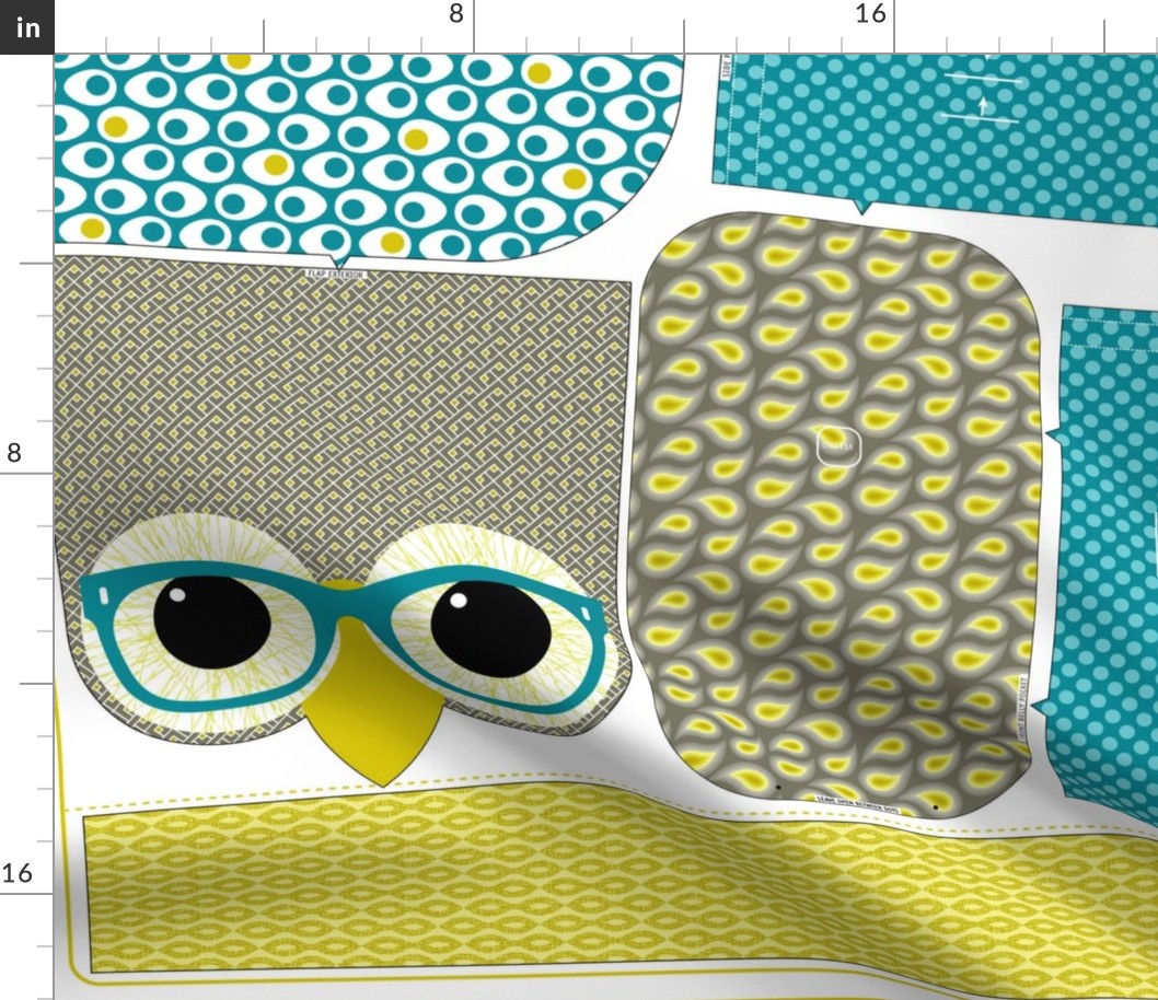 Geeky Owl Bag - TEAL - Linen-Cotton