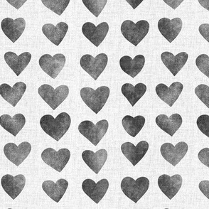 Hearts Stamp B&W Linen